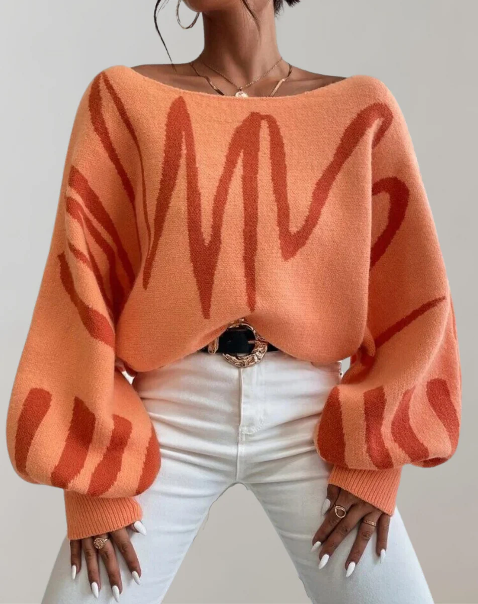 Top femme épaules dénudées – Maille douce – Coupe décontractée – Manches bouffantes – Court