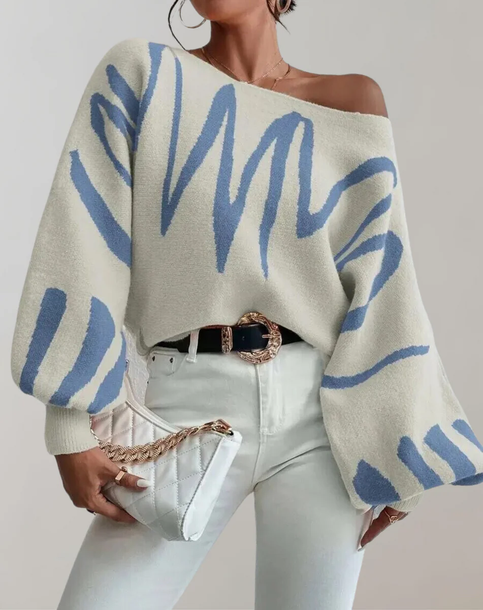 Top femme épaules dénudées – Maille douce – Coupe décontractée – Manches bouffantes – Court