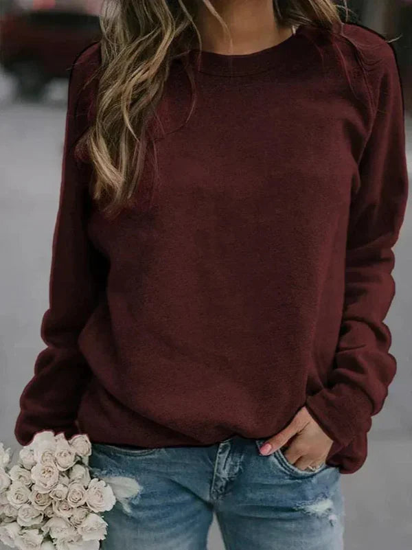 Pull femme – Maille douce – Coupe décontractée – Manches longues – Col rond classique