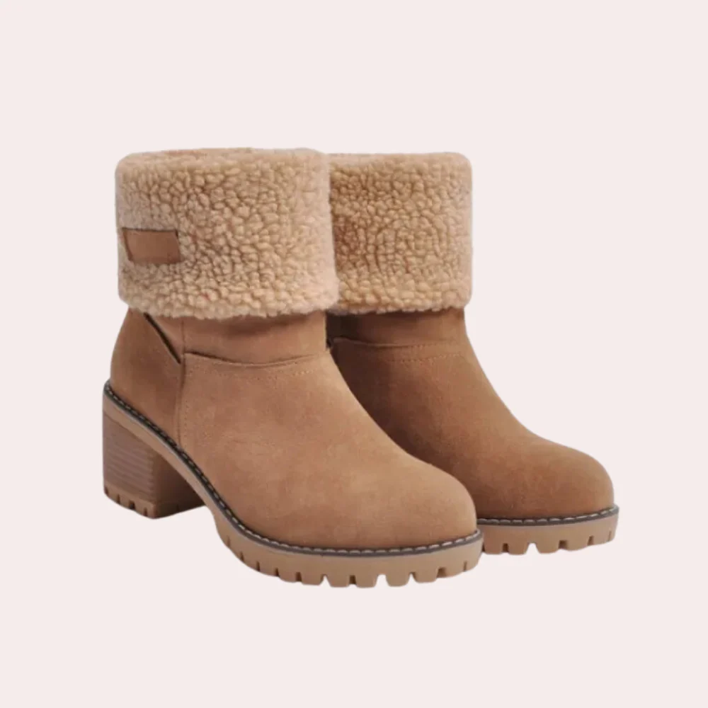 Bottes femme cheville – Doublure effet laine – Cuff rabattable – Talon large antidérapant