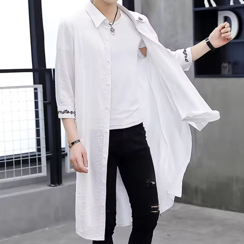 Manteau trench homme – Coupe oversize – Coton – Long – Manches longues casual