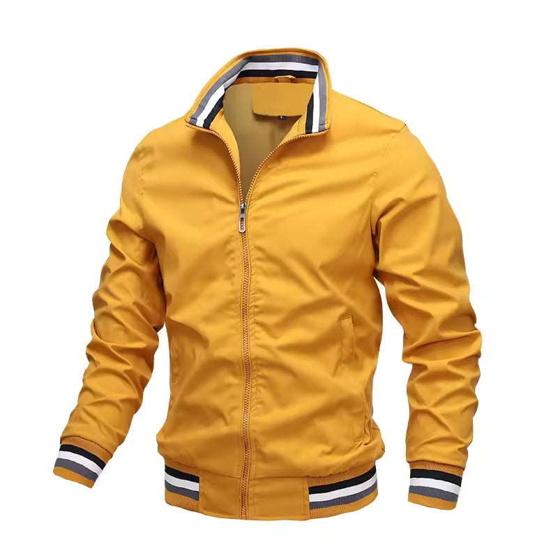 Blouson homme – Coupe décontractée – Style bomber – Tissu déperlant – Finitions côtelées