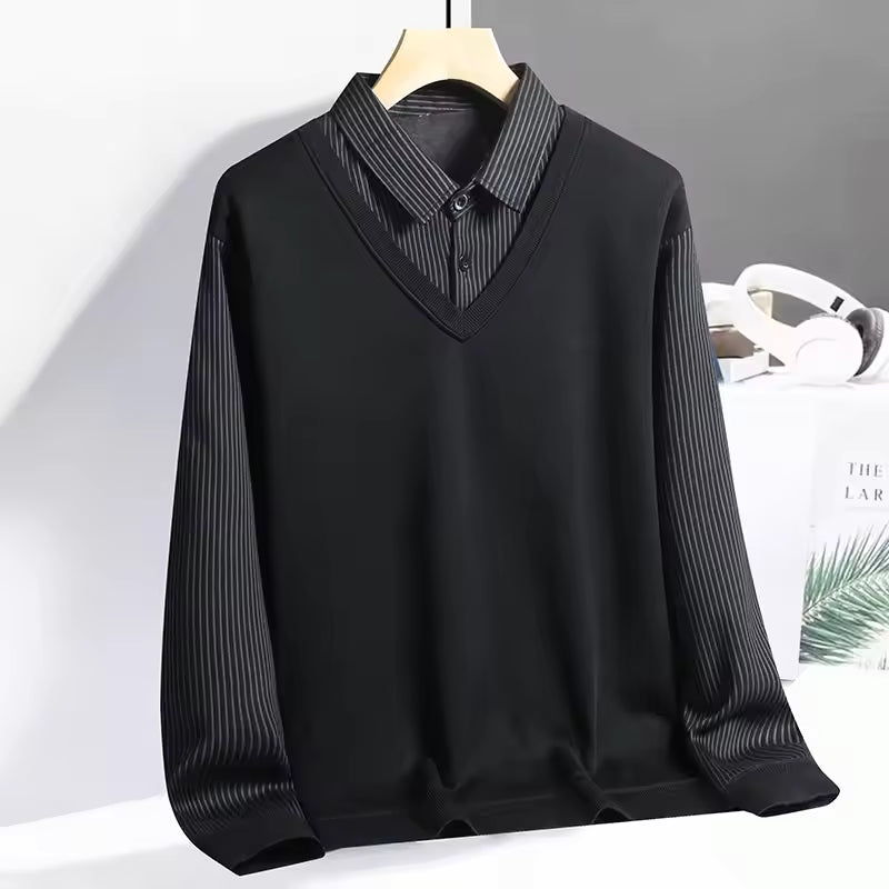 Sweatshirt polo homme – Maille légère – Coupe droite – Look superposé chic