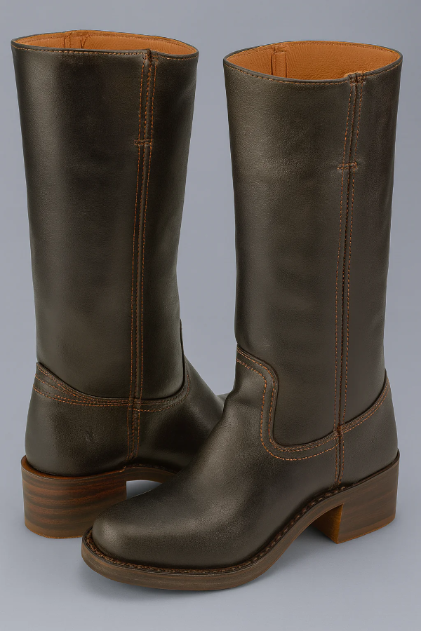 Bottes cavalières femme – Cuir lisse – Talon bloc – Coupe structurée mollet
