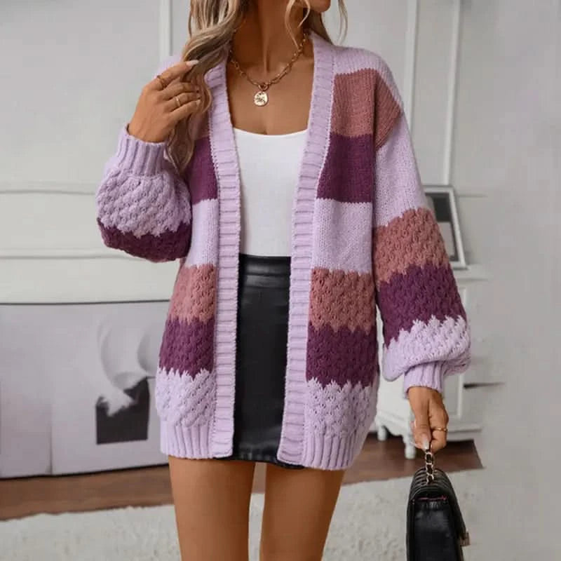 Cardigan d'automne en tricot confortable, chaud et flottant pour femme