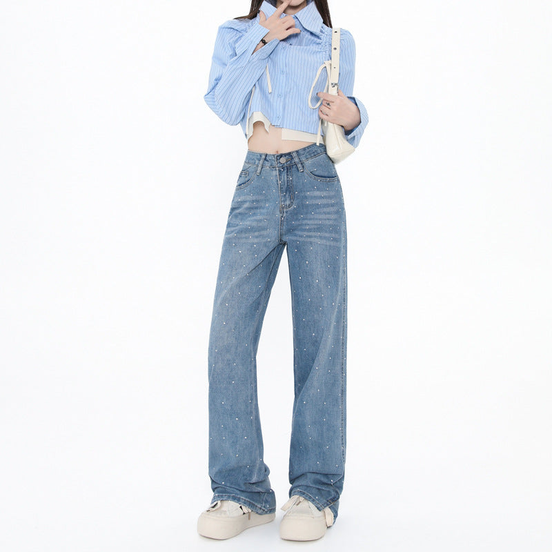 Jean slim taille haute à jambes larges – Brillez avec un style denim intemporel