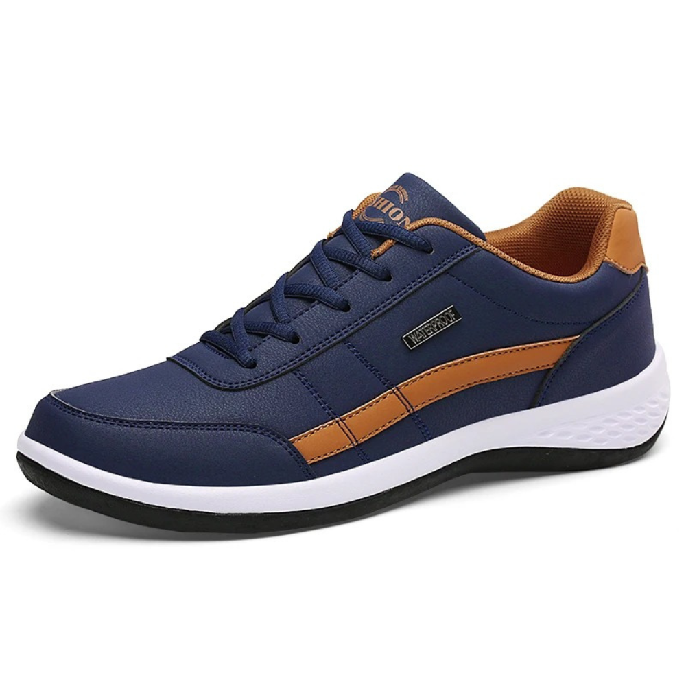 Baskets homme – Semelle orthopédique – Cuir lisse – Fermeture à lacets – Style casual