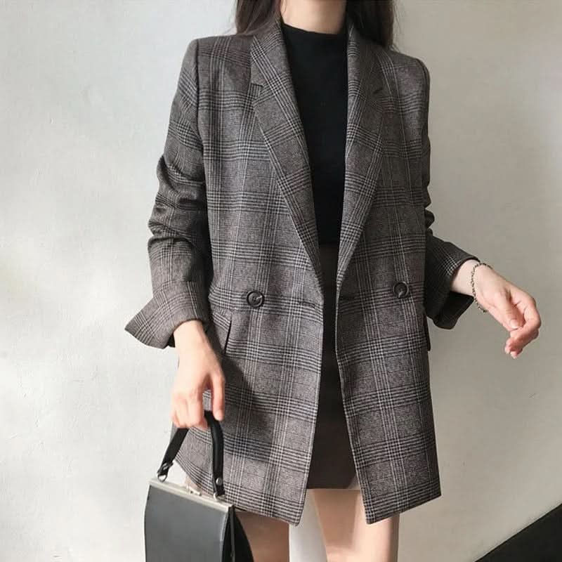 Élégant, Moderne, Chic Blazer Déclaration à Carreaux pour Femme