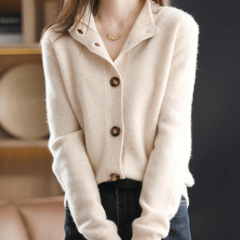 Chemise élégante et basique à col en V pour femme