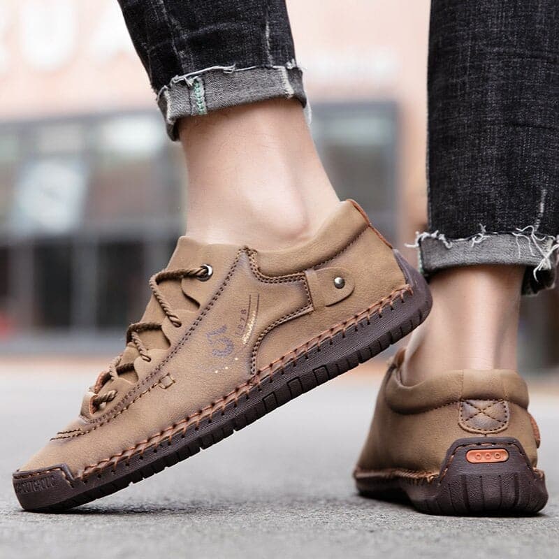 Johan - Chaussures d'entraînement en cuir élégantes et confortables avec plateforme plate