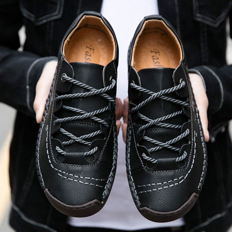 Johan - Chaussures d'entraînement en cuir élégantes et confortables avec plateforme plate