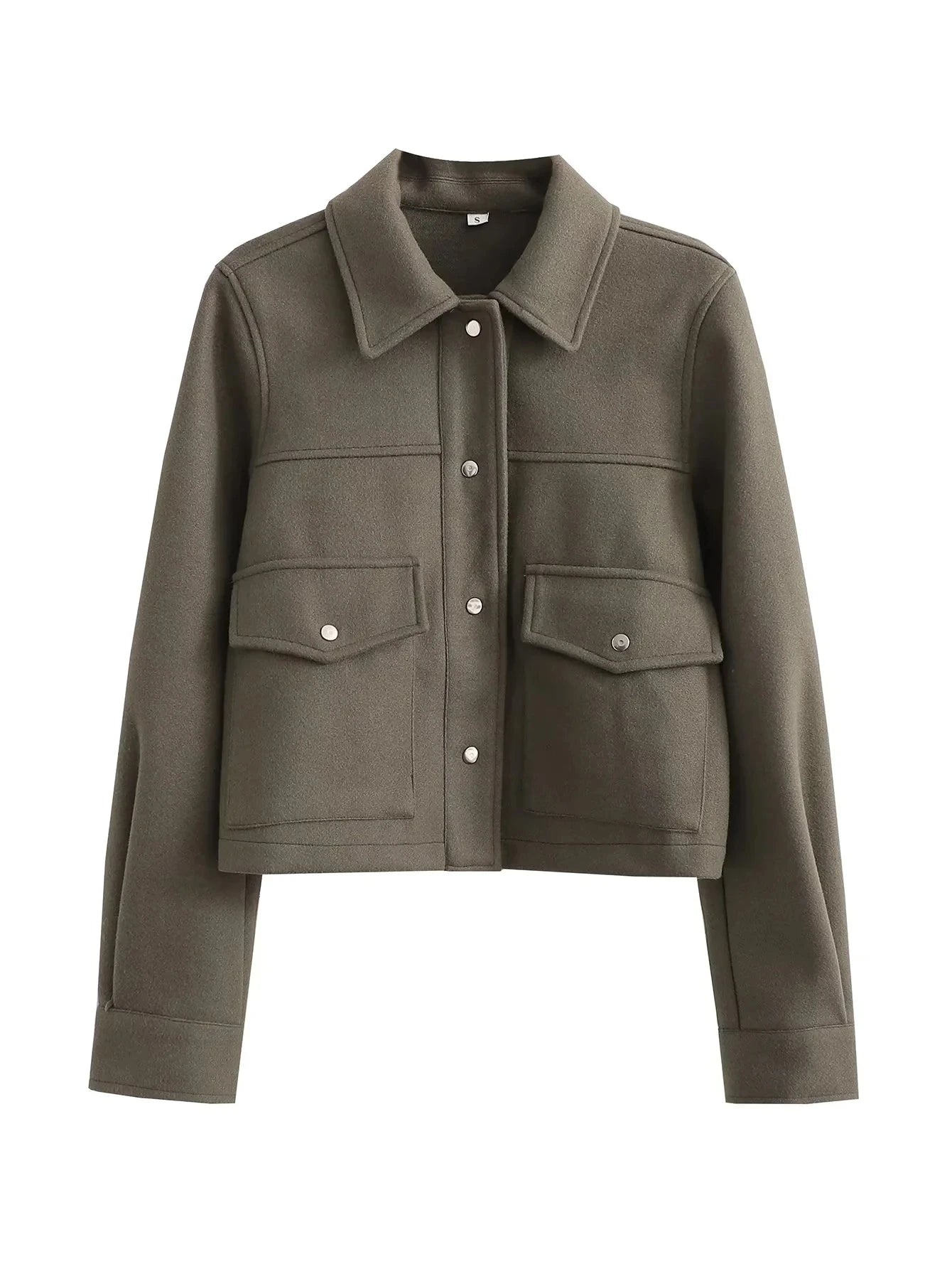 Veste femme courte – Laine – Coupe ajustée – Boutonnage devant – Style utilitaire