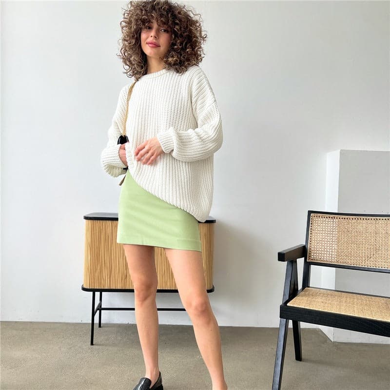 Molly - Pull tricoté tendance de couleur unie à encolure ronde