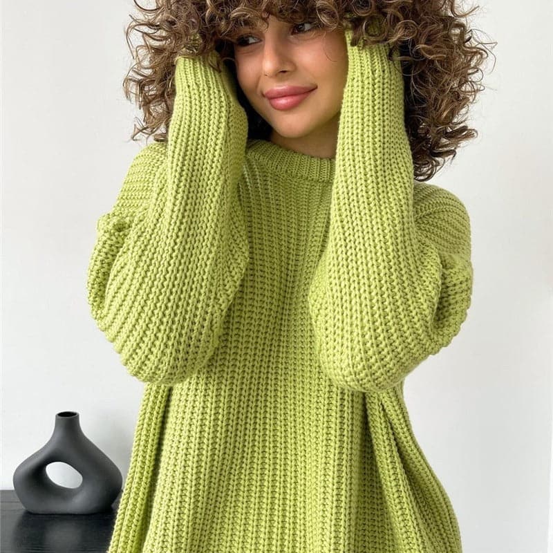 Molly - Pull tricoté tendance de couleur unie à encolure ronde