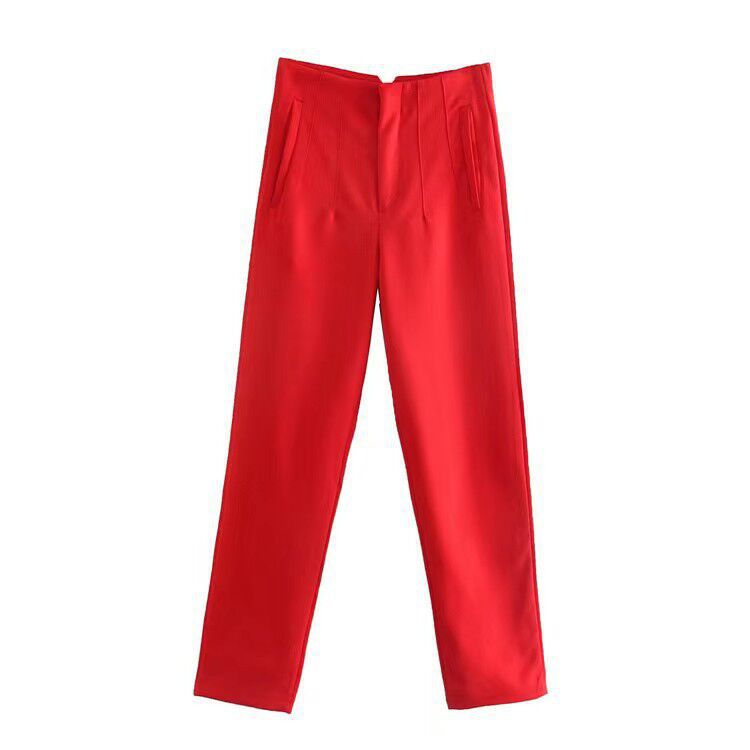 Pantalon Femme - Taille Haute - Coupe Ajustée - Pinces Élégantes - Tissu Léger Respirant