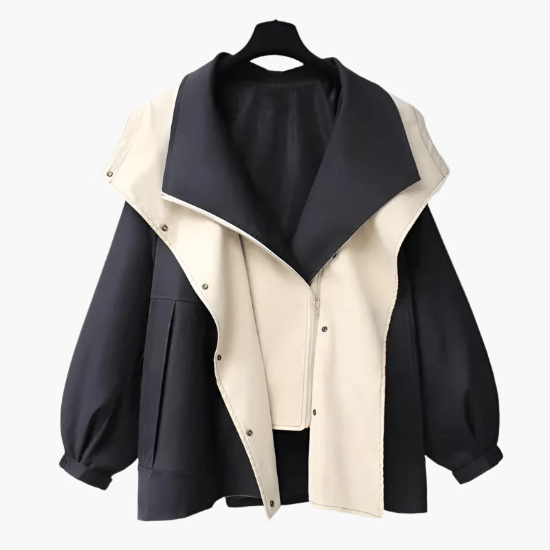 Veste coupe-vent femme – Coupe oversize – Déperlante – Design superposé – Flap asymétrique