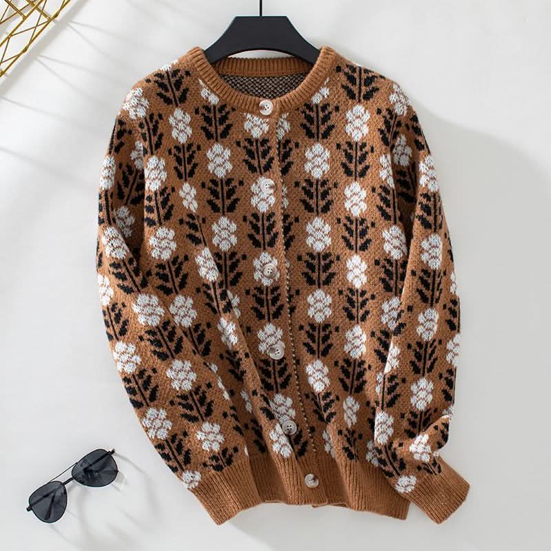 Cardigan tricoté élégant, confortable et floral pour femme