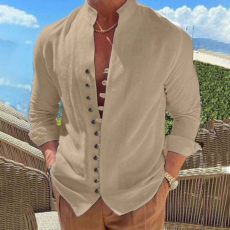 Roger - Chemise élégante en coton avec une élégante patte de boutonnage