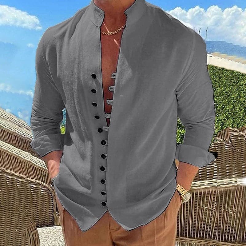Roger - Chemise élégante en coton avec une élégante patte de boutonnage