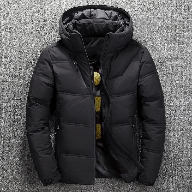 Veste matelassée homme – Duvet chaud – Capuche – Fermeture zippée – Poches pratiques
