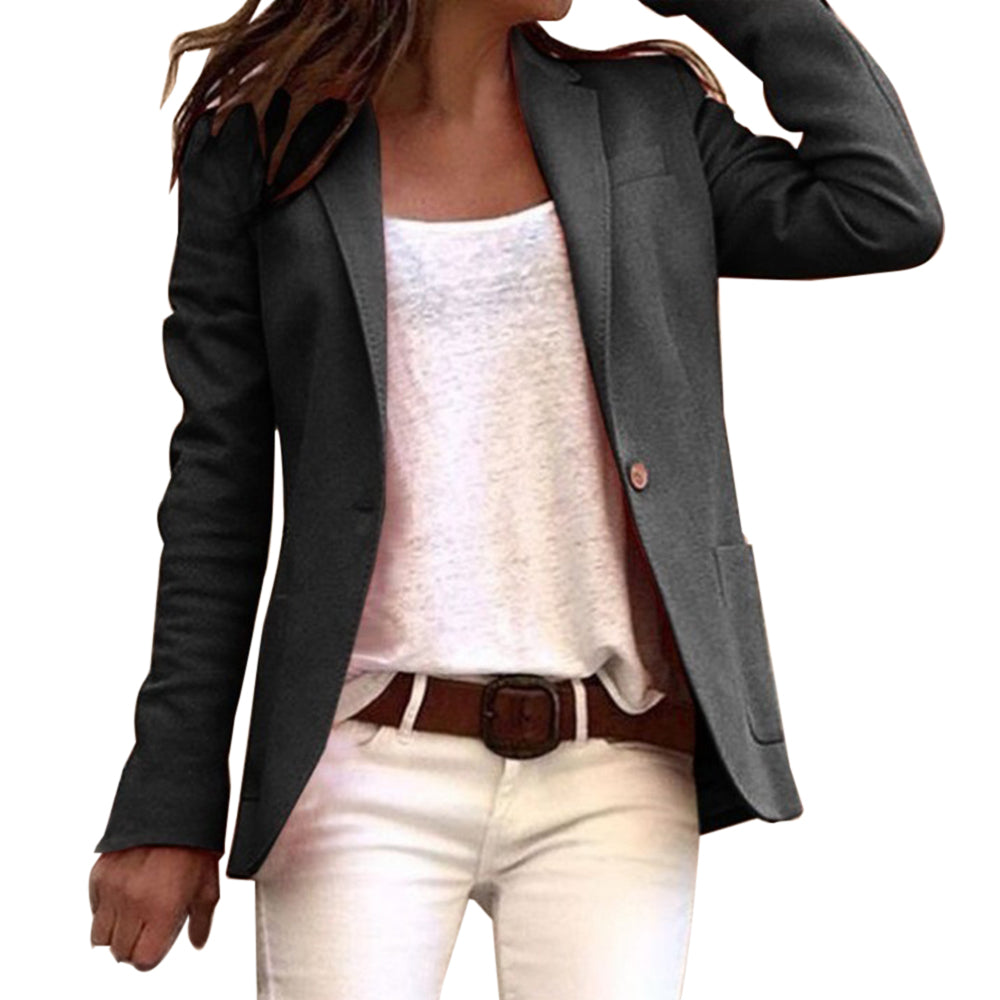 Blazer femme – Coupe slim – Revers cranté – Fermeture un bouton – Manches longues