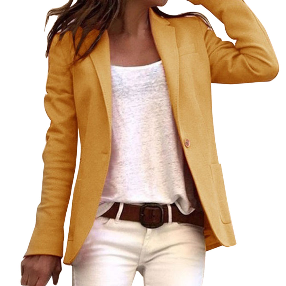 Blazer femme – Coupe slim – Revers cranté – Fermeture un bouton – Manches longues