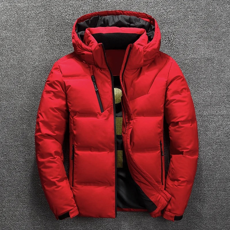 Veste matelassée homme – Duvet chaud – Capuche – Fermeture zippée – Poches pratiques