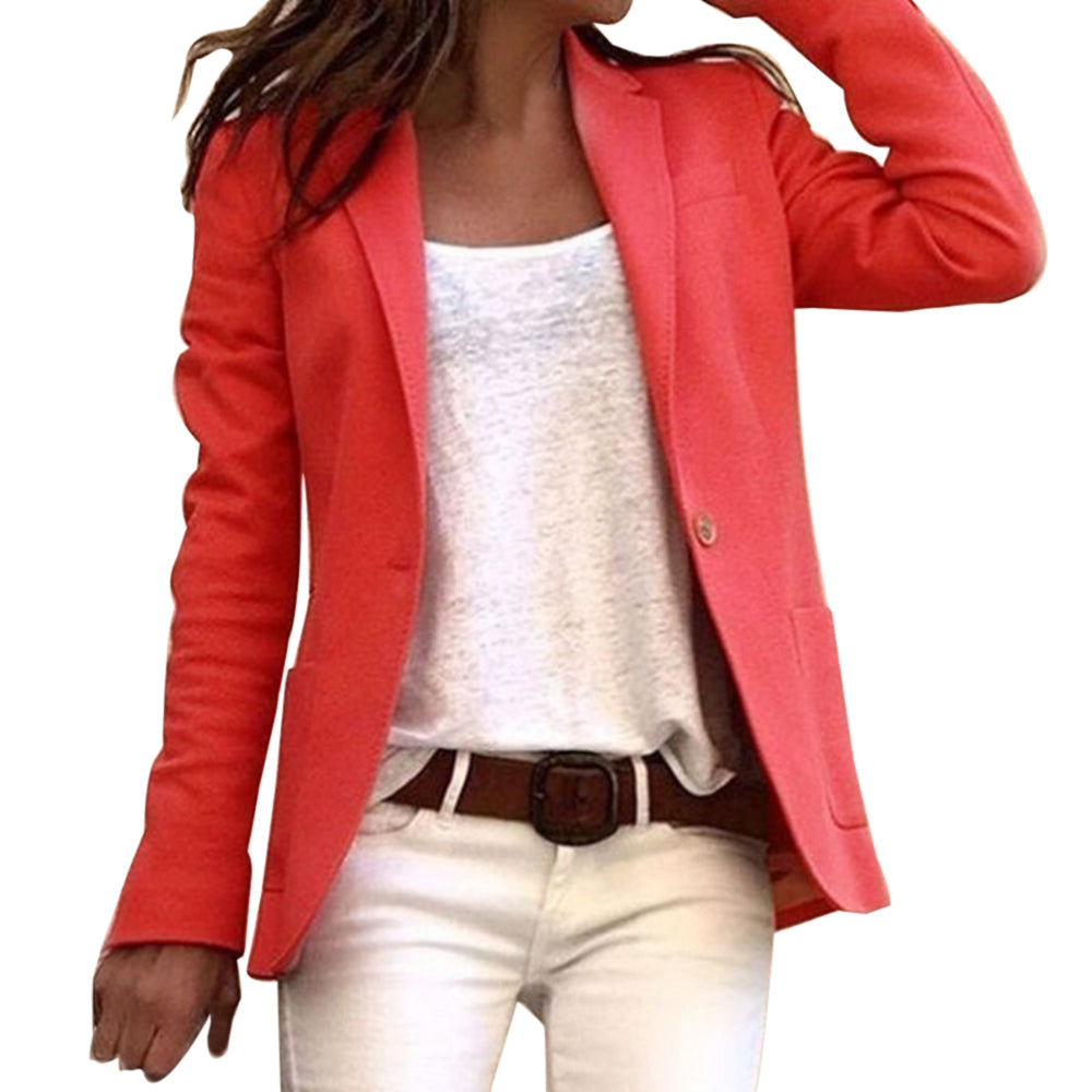 Blazer femme – Coupe slim – Revers cranté – Fermeture un bouton – Manches longues