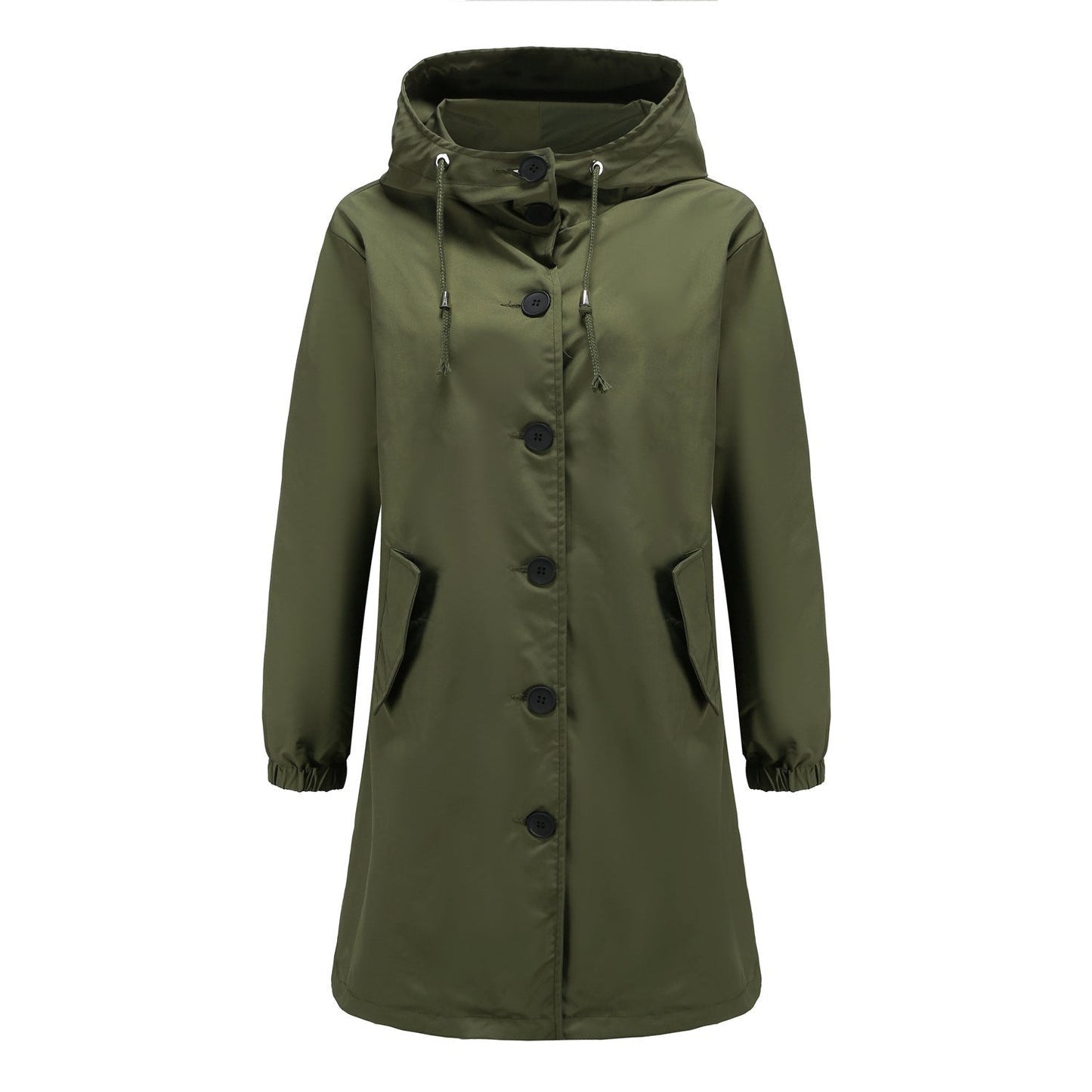 Veste imperméable femme – Coupe droite – Capuche – Fermeture boutons – Longueur genou
