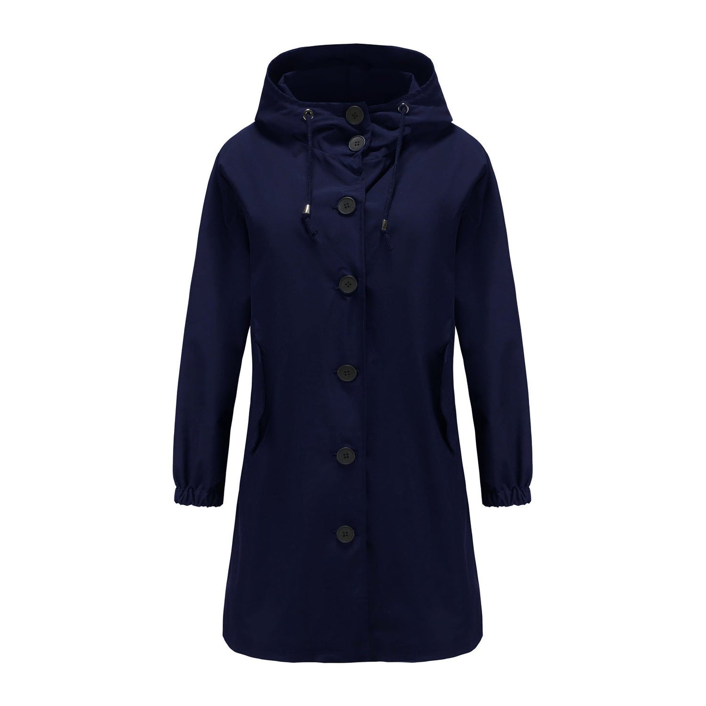 Veste imperméable femme – Coupe droite – Capuche – Fermeture boutons – Longueur genou