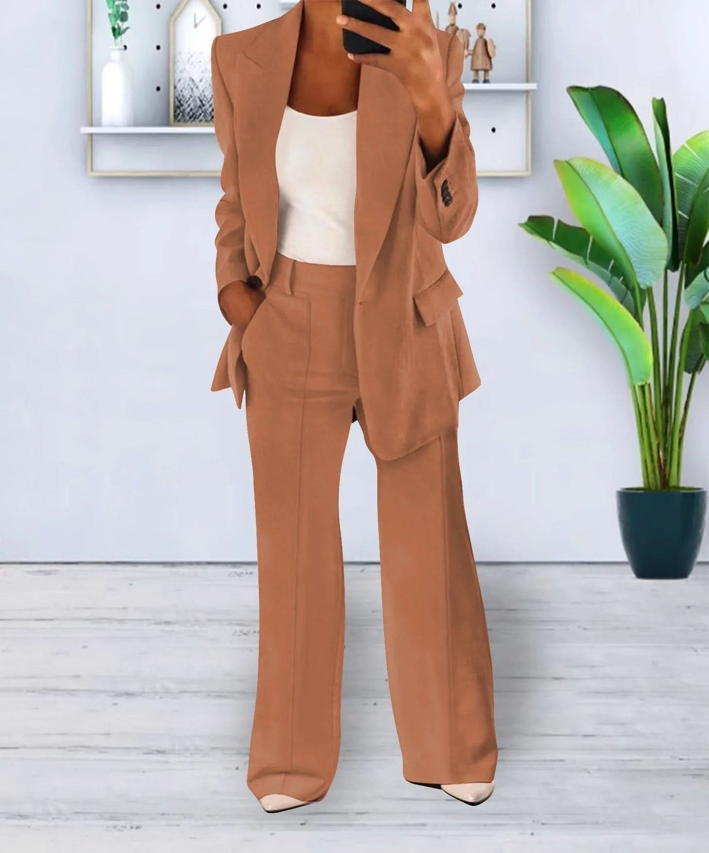 Tailleur Pantalon Femme - Coupe Ajustée - Tissu Élégant - Ensemble Chic et Polyvalent