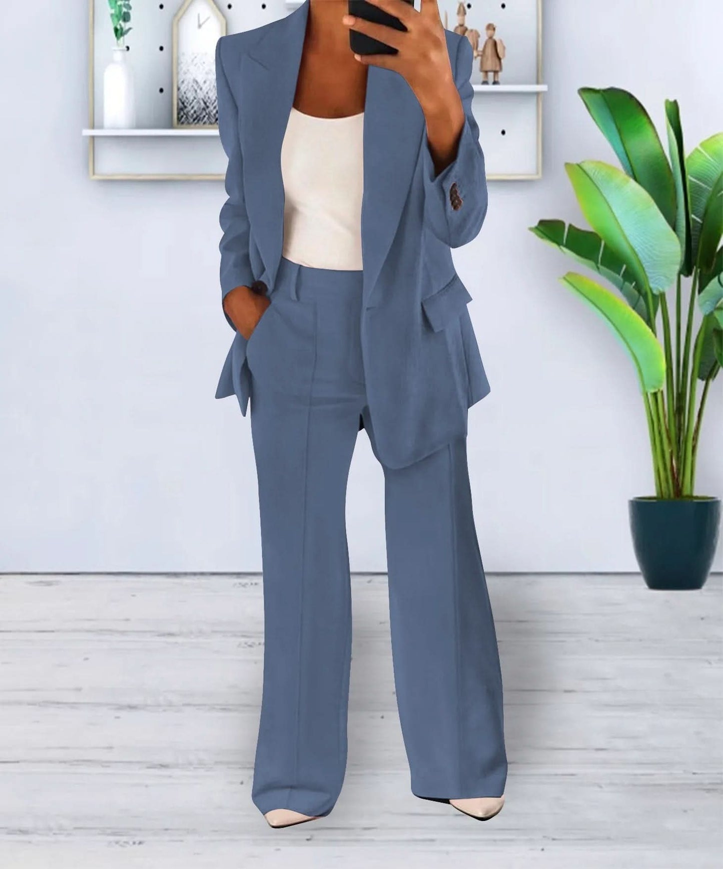 Tailleur Pantalon Femme - Coupe Ajustée - Tissu Élégant - Ensemble Chic et Polyvalent