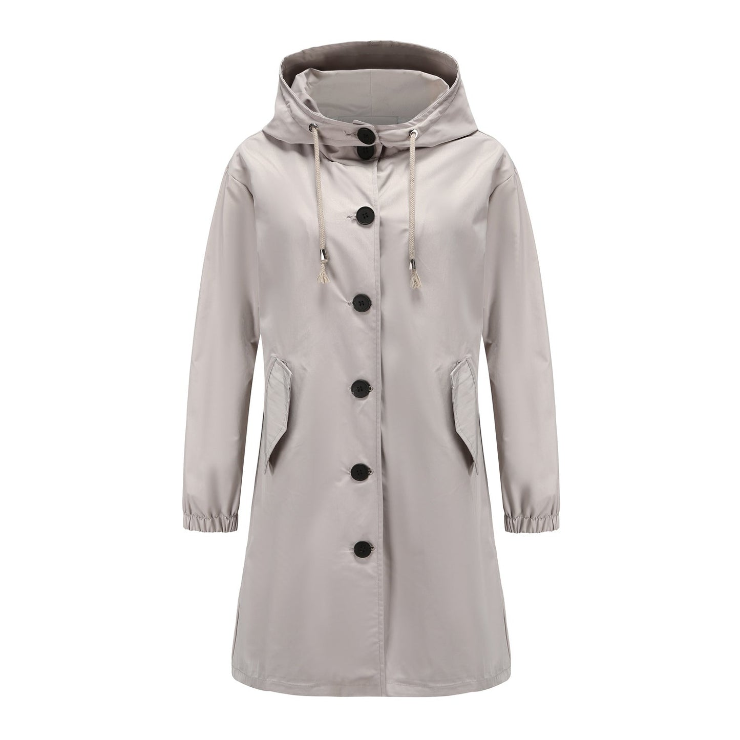 Veste imperméable femme – Coupe droite – Capuche – Fermeture boutons – Longueur genou