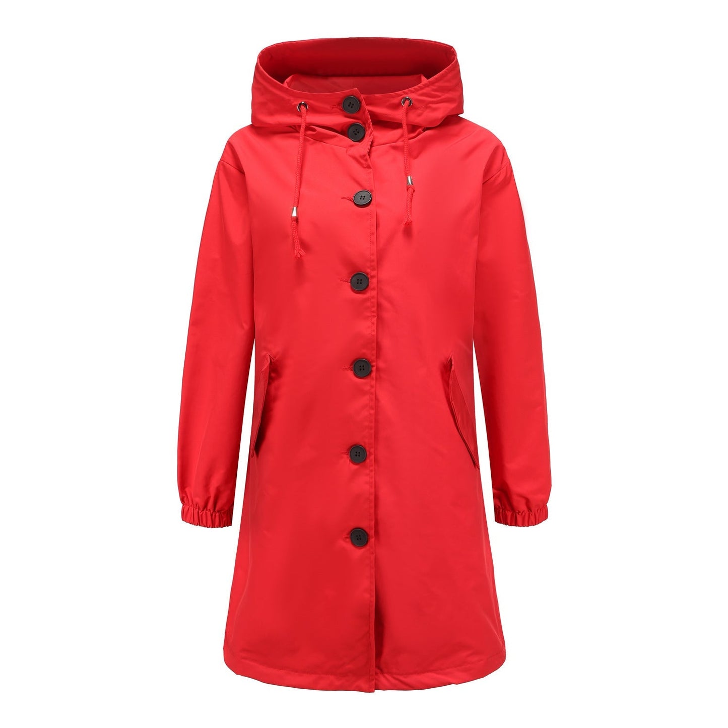 Veste imperméable femme – Coupe droite – Capuche – Fermeture boutons – Longueur genou
