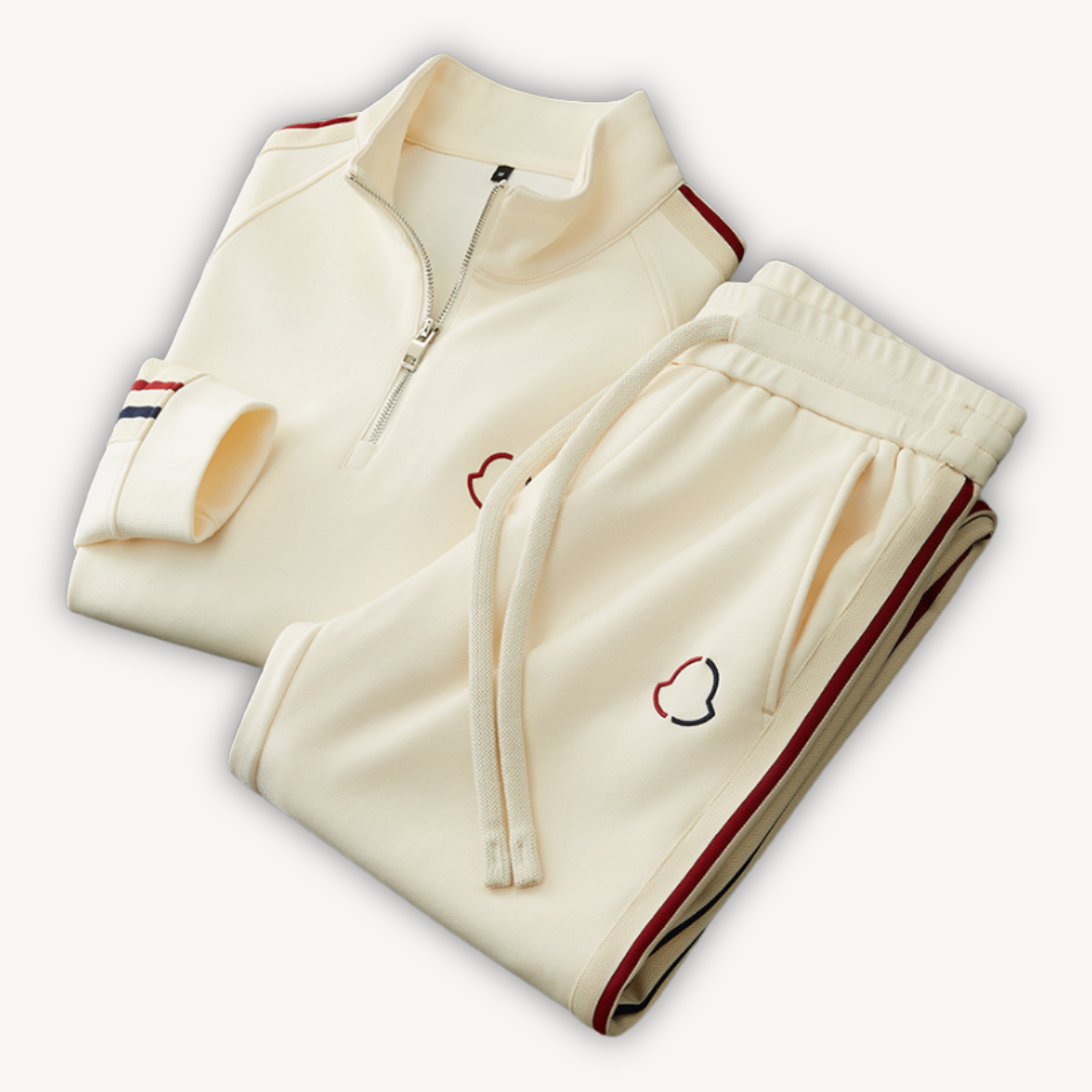 Survêtement homme – Coupe standard – Tissu respirant – Zip intégral – Détail rayé