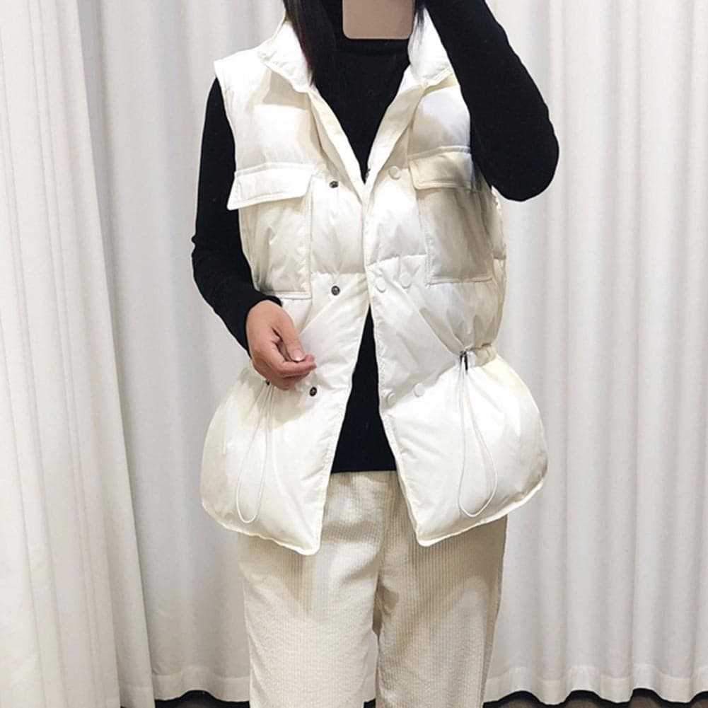 Liva - Cardigan sans manches matelassé coupe-vent à la mode avec boutons