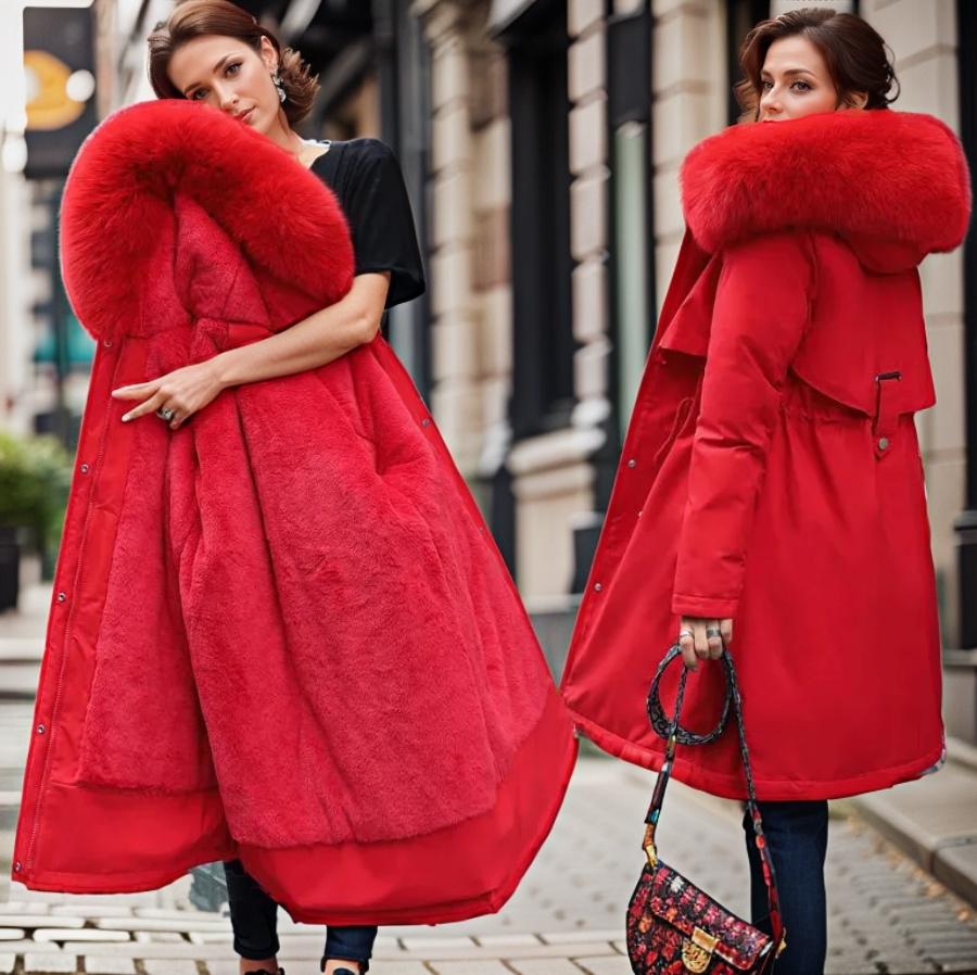 Manteau matelassé femme – Coupe droite – Capuche fausse fourrure – Déperlant