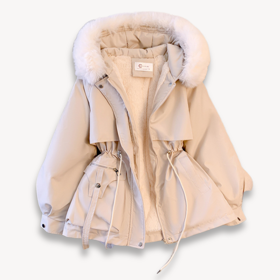 Veste parka femme – Déperlante – Capuche amovible – Taille ajustable – Doublure fourrure