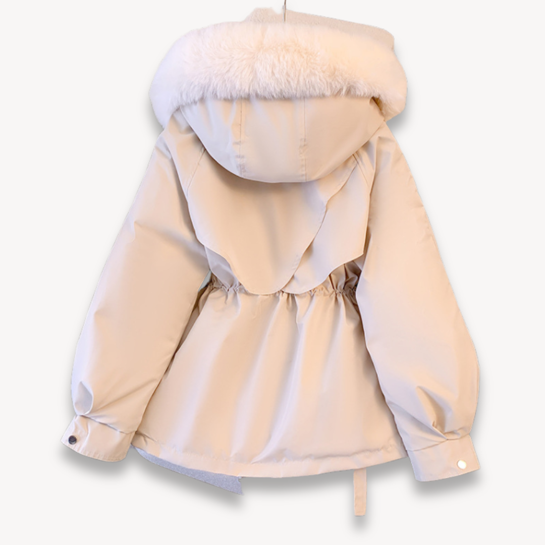 Veste parka femme – Déperlante – Capuche amovible – Taille ajustable – Doublure fourrure