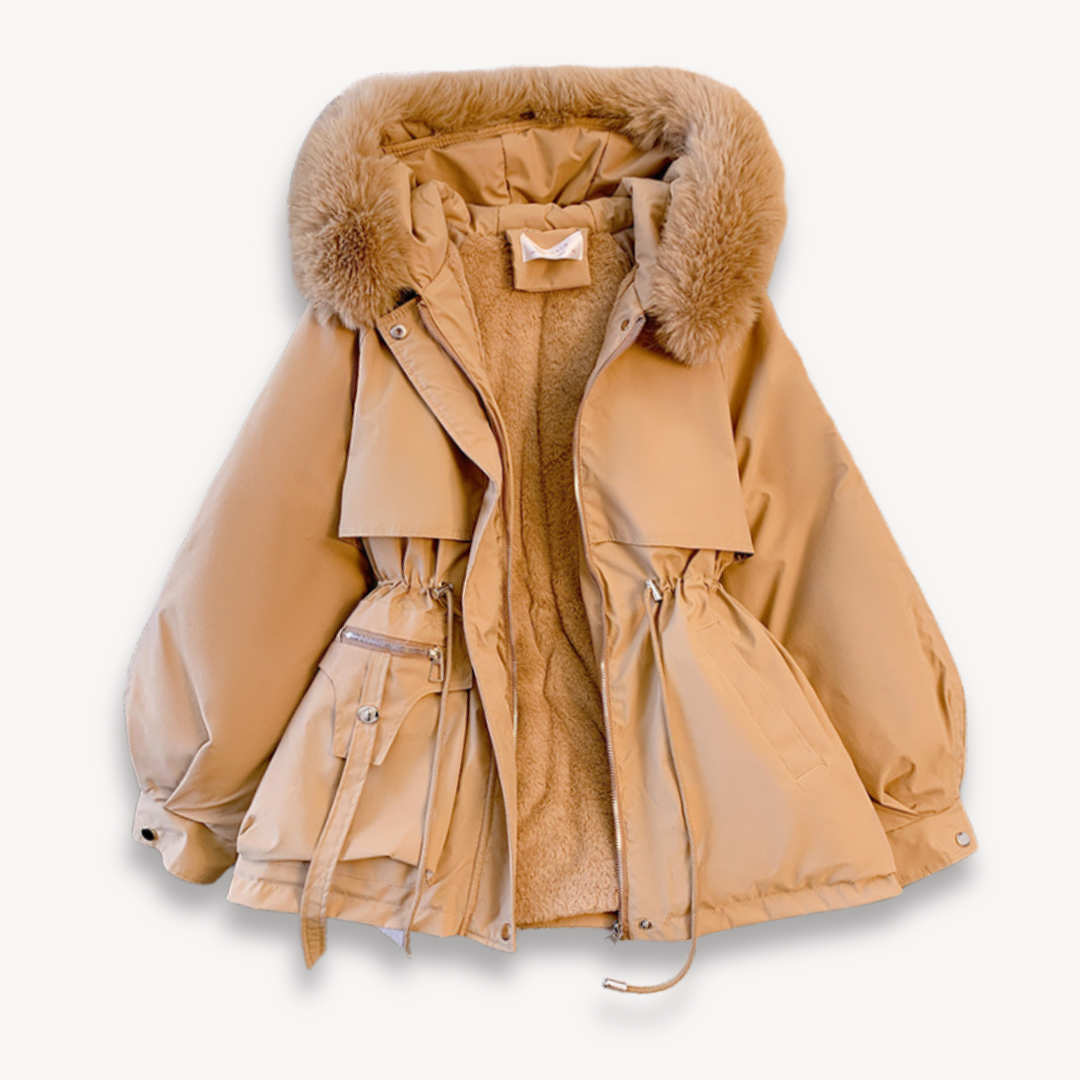 Veste parka femme – Déperlante – Capuche amovible – Taille ajustable – Doublure fourrure