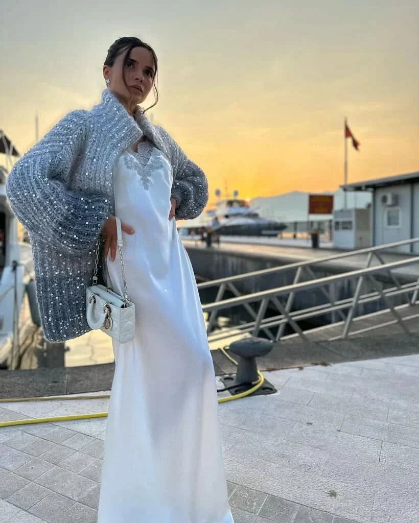 Robe Satinée Élégante, Sophistiquée, Drappée pour Femme