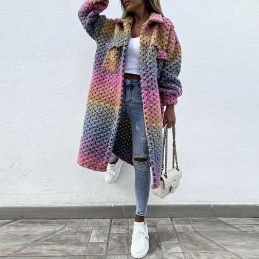 Lisa - Manteau long et chaud multicolore