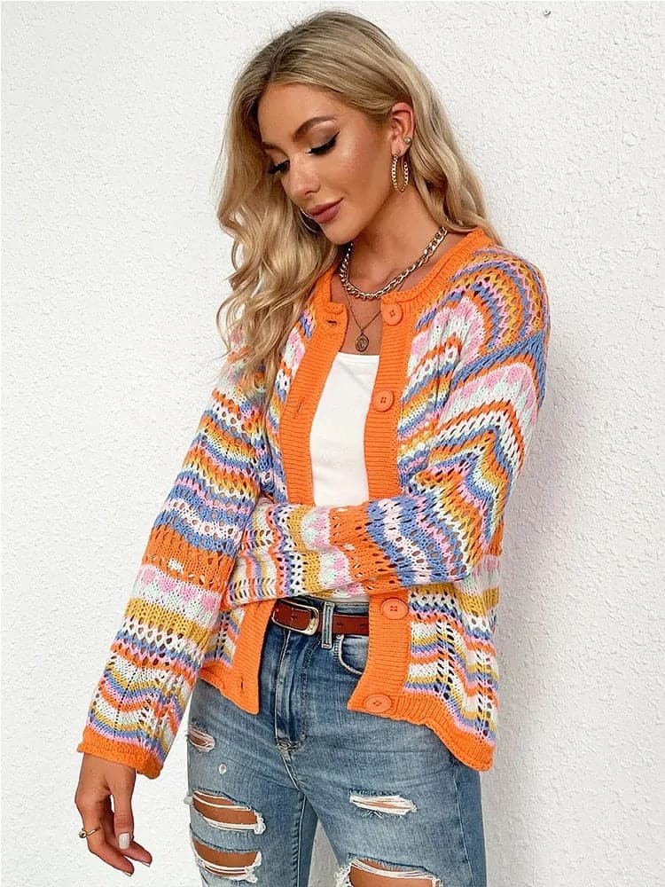 Jenny - Cardigan de printemps multicolore et confortable
