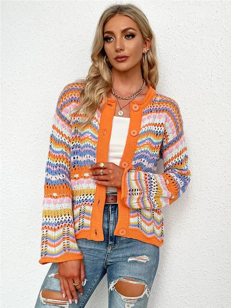 Jenny - Cardigan de printemps multicolore et confortable