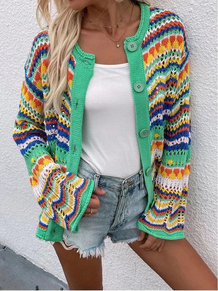 Jenny - Cardigan de printemps multicolore et confortable