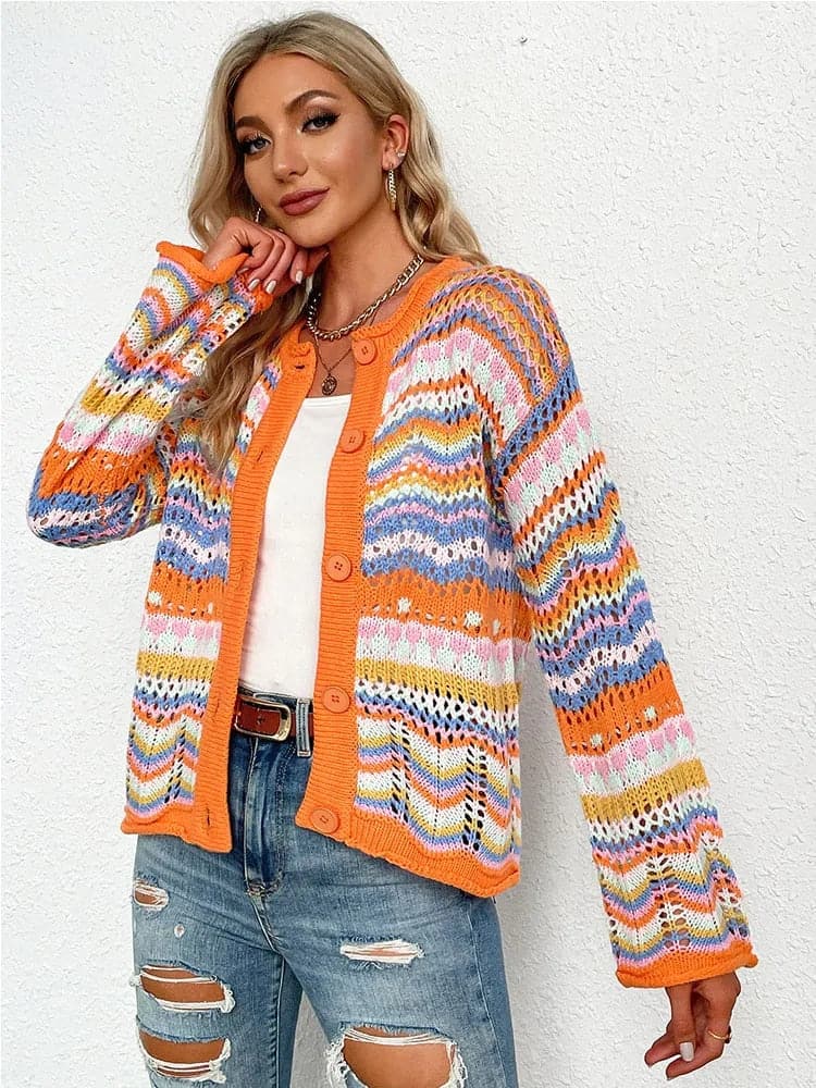 Jenny - Cardigan de printemps multicolore et confortable