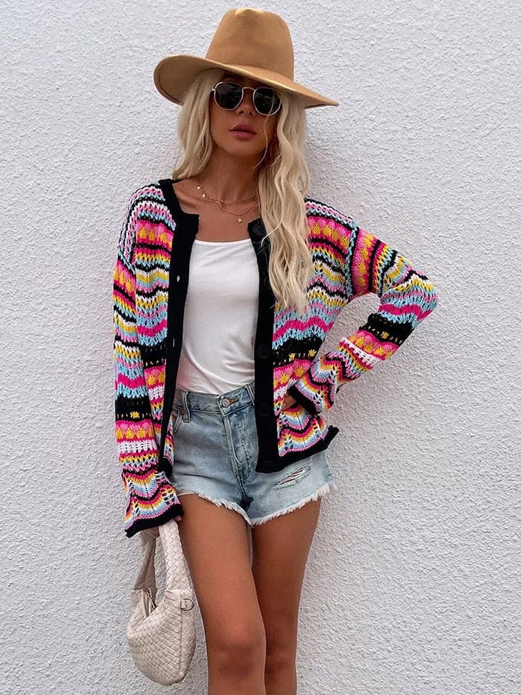Jenny - Cardigan de printemps multicolore et confortable