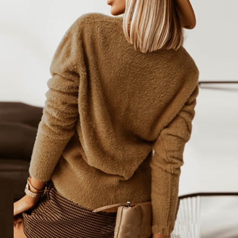 Corinne - Pull en tricot à gros boutons