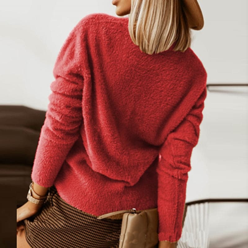 Corinne - Pull en tricot à gros boutons