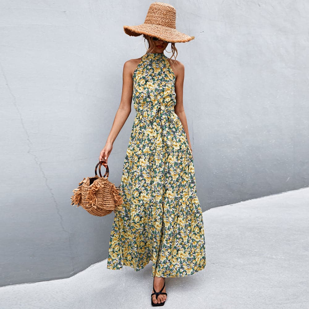 Kamina - Robe d'été élégante sans manches à motif floral